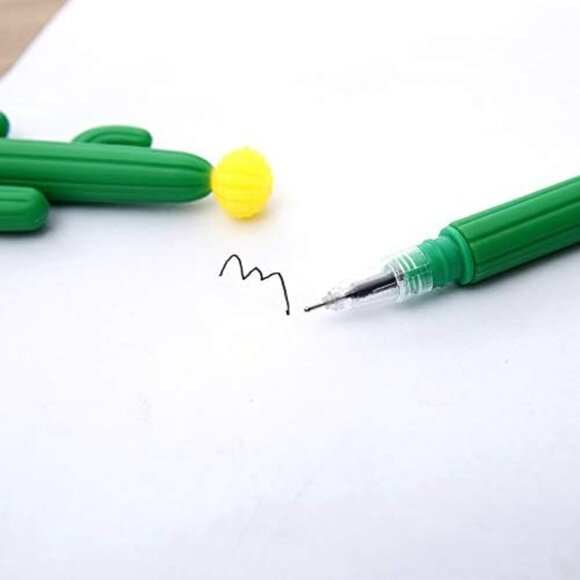Pack of 30 Cactus Shaped Ballpoint Black 0.5mm Gel Ink Rollerball Pen for School - Picture 6 of 6